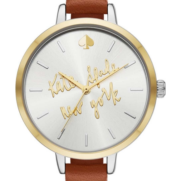 Kate Spade 💛🤎 New York Logo Two-Tone Dial, Leather Strap Watch, 34mm, 🆕 - Picture 4 of 14